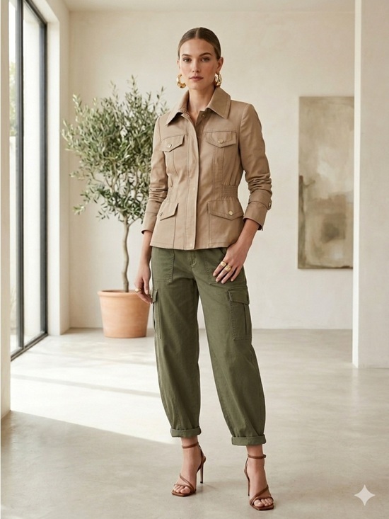 Gucci Jackets & Blazers - Gucci Tan Khaki Cotton Utility Safari Jacket - US 6 (IT 42)